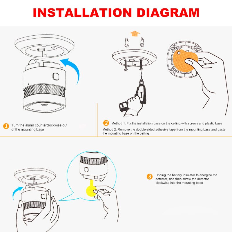 Rookmelder Alarm Met Ingebouwde 10-Jaar Batterij Brandalarm Detector 80dB QJY99