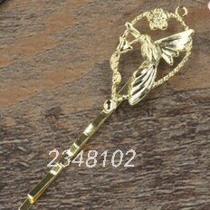 10 stks Vintage Bloem Motief Vogel Haar Sieraden Charm Vrouwen Haarspeld Haarspeld Woord Map Hairclips Haarspeldjes Retro Haar Dragen: Gold