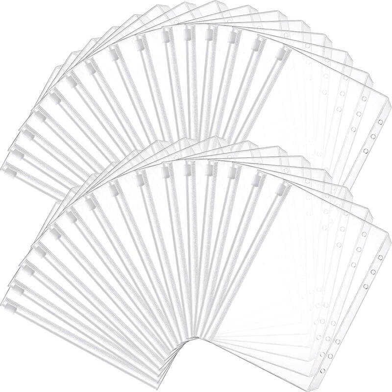 Toyvian 10-Pack A6 Binder Pockets - 6 Hole Loose Leaf Organizer With Double Opening