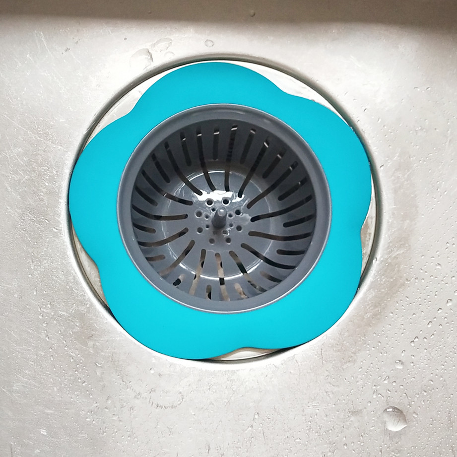 Keuken Mesh Gootsteen Afvoer Siliconen Zeef Bloemvorm Badkamer Afvoer Haarfilter Fijn Gat Afvoer Val Afval Scherm: Zwart Nikkel