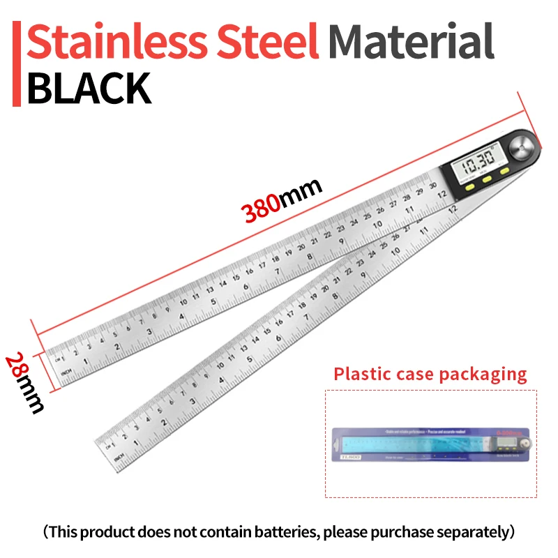 Electronic Angle Meter 360 Degree Protractor Digital Goniometer Carpentry Tools Angle Finder Multifunctional Metal Square Ruler: Orange