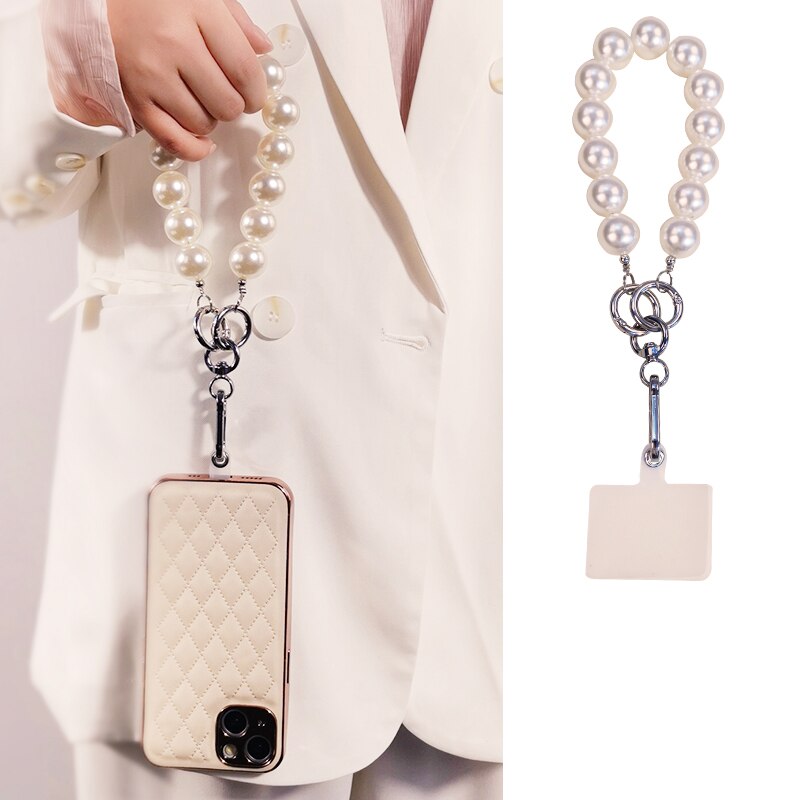 Korte Hand-Held Parel Ketting High-End Vrouwen Hanger Mobiele Telefoon Lanyard Afneembare Anti-Verloren Lanyard hand Kralen Touw Lanyard