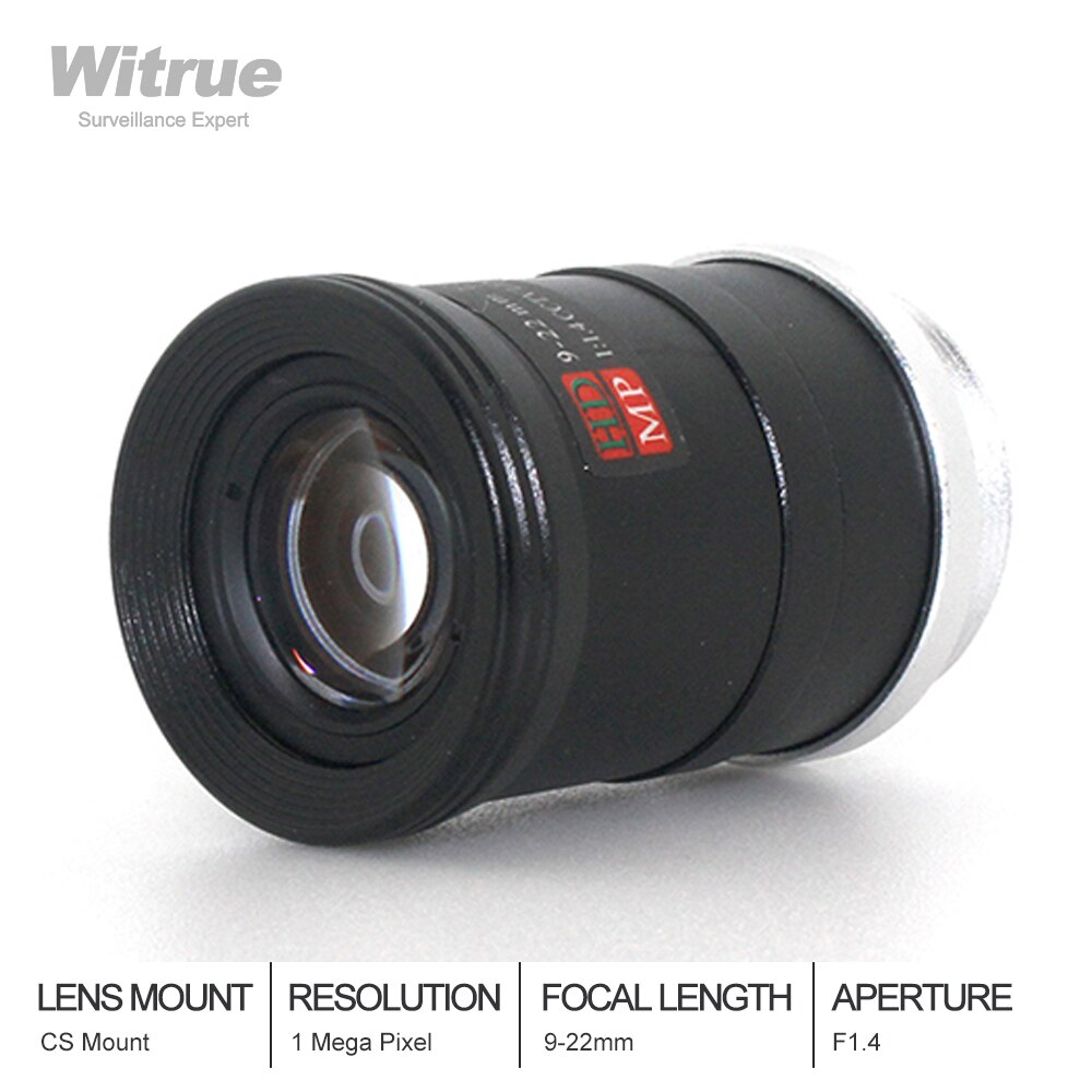 Witrue 9-22Mm Hd Mp Varifocale Cctv Lens Cs Mount Met Handmatige Iris F1.4 Voor Surveillance Beveiliging Ip camera