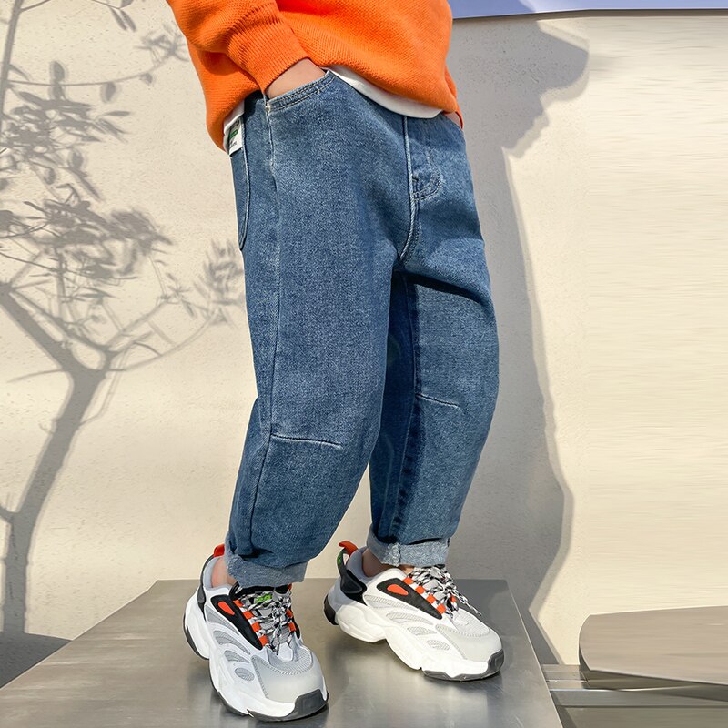 DIIMUU-pantalones vaqueros para niños de 5 a 11 años, ropa para niños, pantalones largos sólidos, otoño