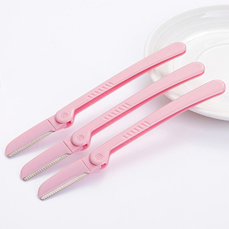 3 sztuk/zestaw przenośny trymer robić brwi golarka składany różowy twarzy brwi wykończenia narzędzia