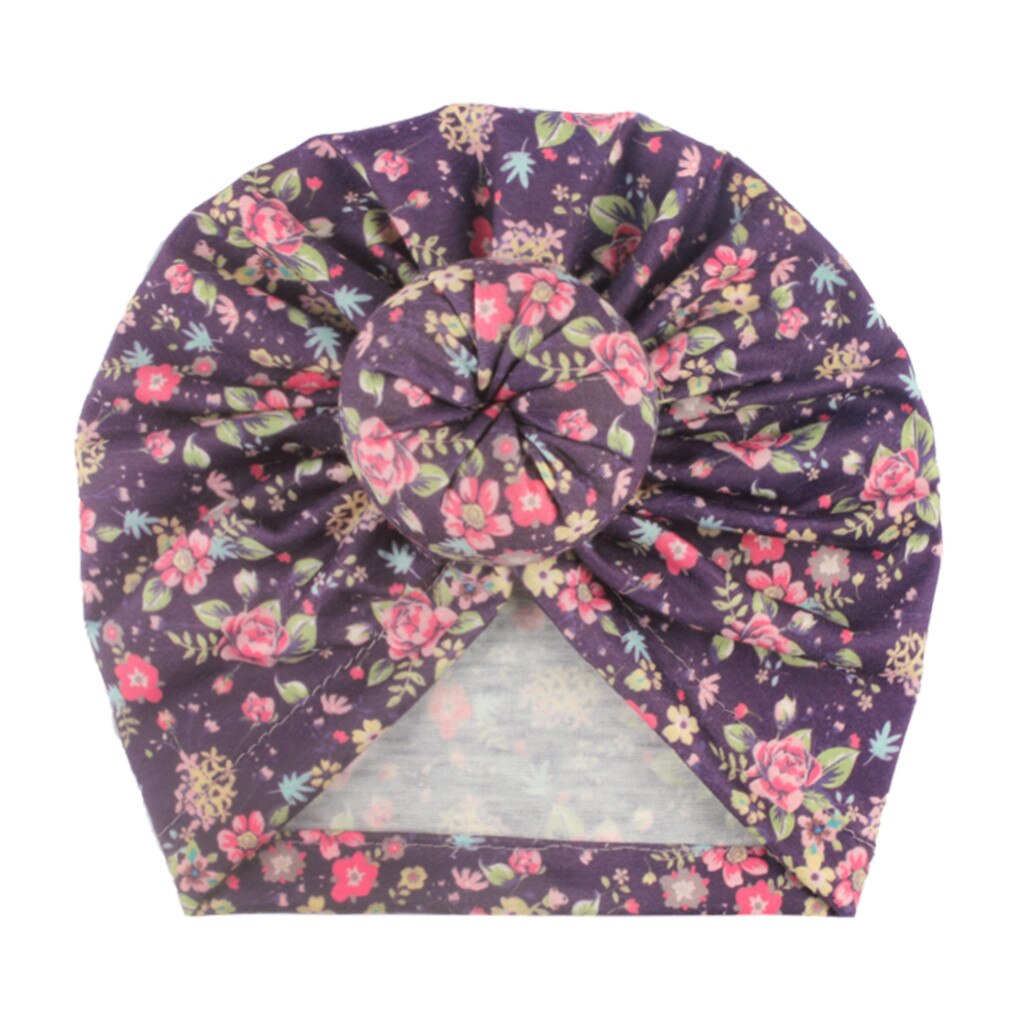 Baby Spullen Bloemenprint Baby Meisje Hoed Met Geknoopt Baby Beanie Baby Meisjes Jongens Accessoires Cap Voor Meisjes Kid hoeden # P30: E