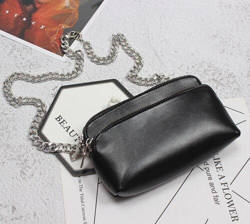 Zachte Pu Rood Camel Zwart Taille Packs Borst Tas Vrouwen Multi-Functionele Rits Dubbele Lagen Telefoon Portemonnee Portemonnee Keten messenger Bag: 4