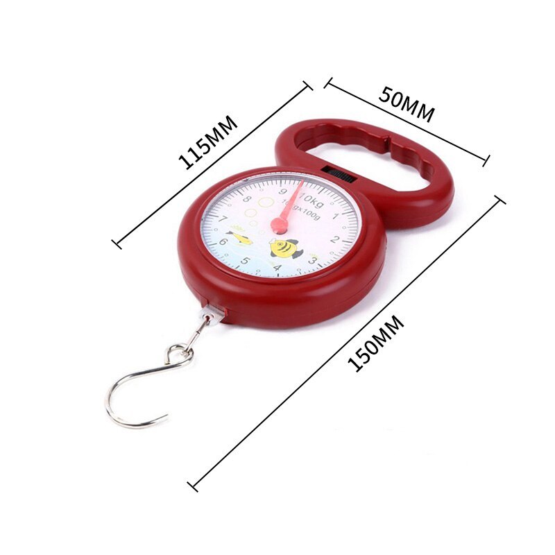 Hangende weegschaal in de vorm van een vis, huishoudelijke bagage, draagbare weegschaal, balansweegschaal, visweegschaal, veerweegschaal: Rood