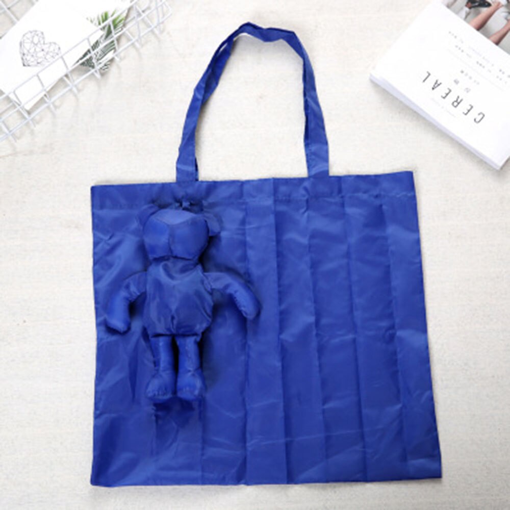 Reusable Eco-friendly Grocery Foldable Shopping Bags Premium Folding Tote Bag Bear Cotton Waterproof Handbag: Green