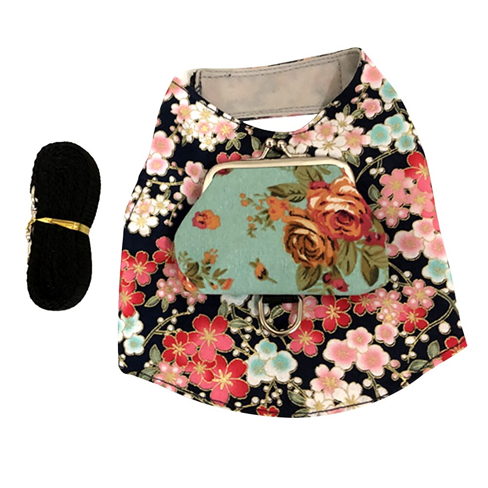 Daily Cat Harness Printed Pet Clothes With Traction Rope Party Kitten Outdoor Walking Japanese Style Soft Apparel Travel: B / S