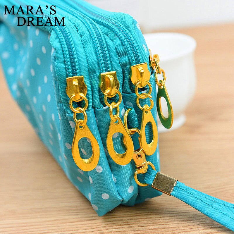 Mara's Dream Canvas Bag Handbag Female Korean Version of The Three Zipper Multi-layer Wallet Hand Bag Small Mobile