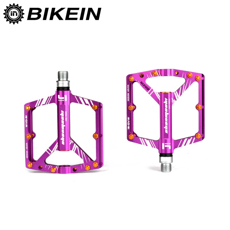 BIKEIN Ultralight Cycling Bicycle MTB CNC Aluminum Pedal 4 Sealed Bearing Pedals Flat Pedals Mountain Bike Parts 7 Colors 310g: Purple