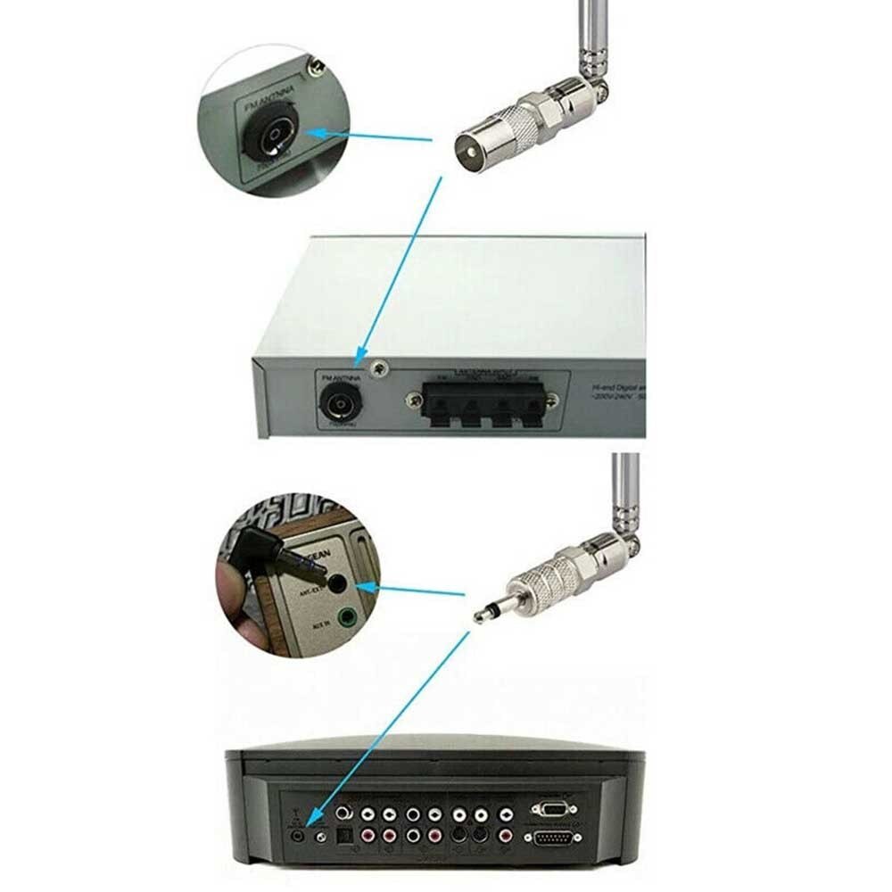 Telescopic DAB FM Radio Aerial W 3 Adapter HiFi AV Receiver Mini System Tivoli Audio Receiver 75 Ohm