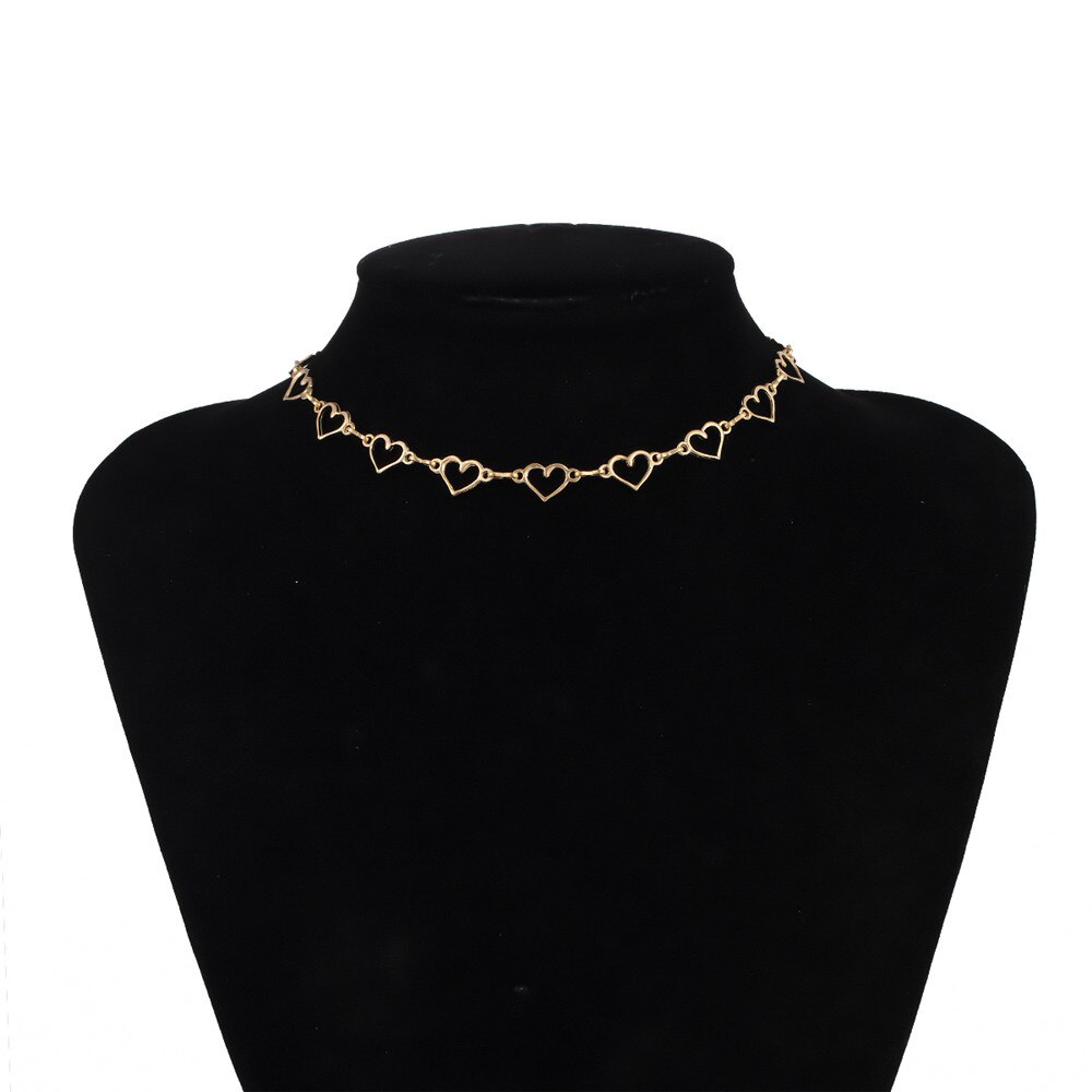 Korean Style Sweet Small Love Heart Choker Necklace For Women Girl Simple Minimalist Clavicle Chain Necklace Cute Jewelry