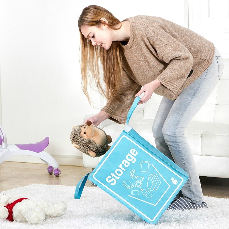 Große Quadrat Gewebt Wäsche Korb Korb Baby Abschluss Kleidung Spielzeug Faltbare Stoff Lagerung Taschen Griff Schlecht Waschen Organizer