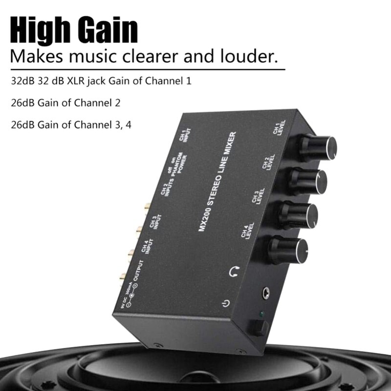 Sound Mixer Mini Noise Cancelling Karaoke Mixer 3 Channel RCA Input And 1 RCA Output Stereo Sound Mini Dj Mixer(EU Plug)