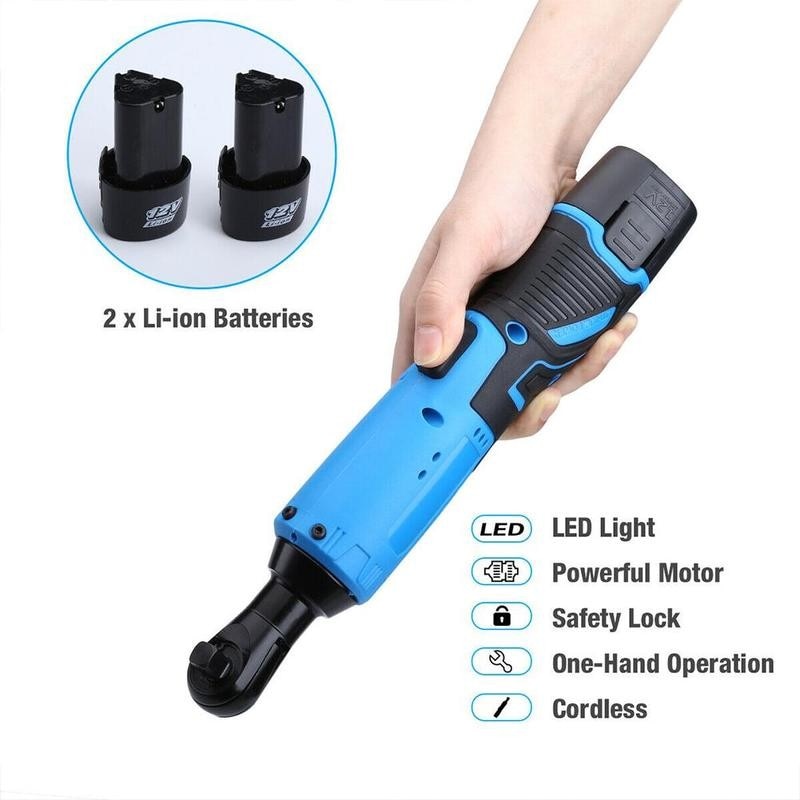 Electric Ratchet Wrench Cordless Ratchet Impact Drill 12V 3/8" Right Angle Wrench Remove Screw Nut Auto Repair Tools Angle Drill