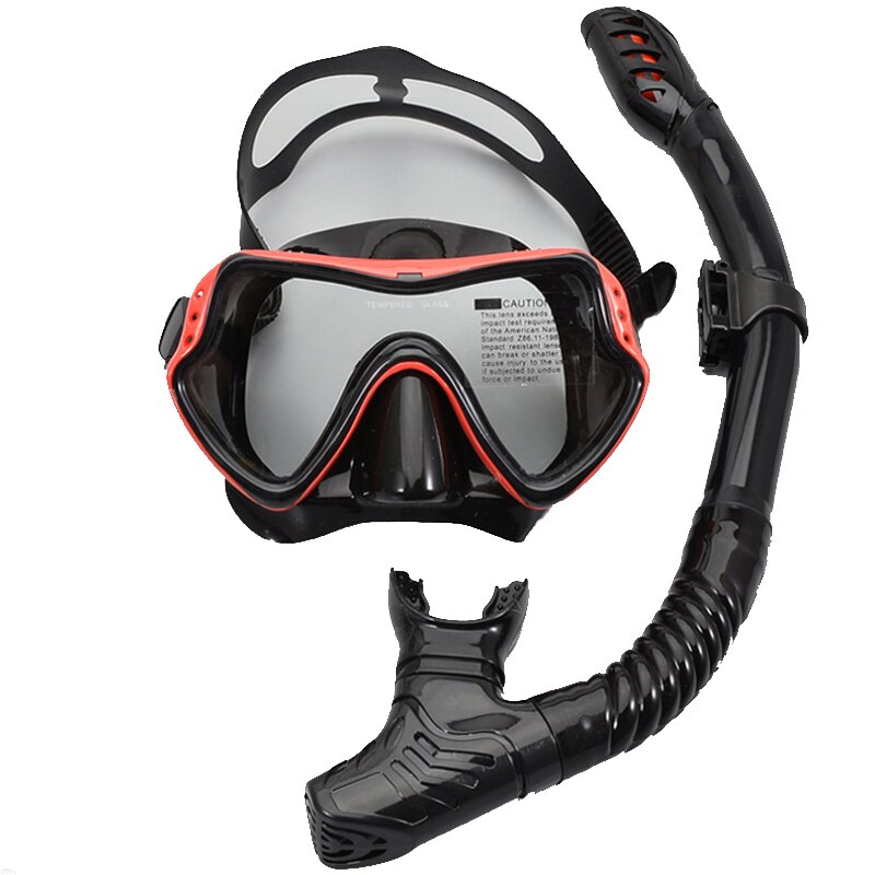 Maschera professionale per immersioni subacquee e snorkeling occhiali antiappannamento occhiali da nuoto nuoto Set di tubi per respiro facile: Red  A