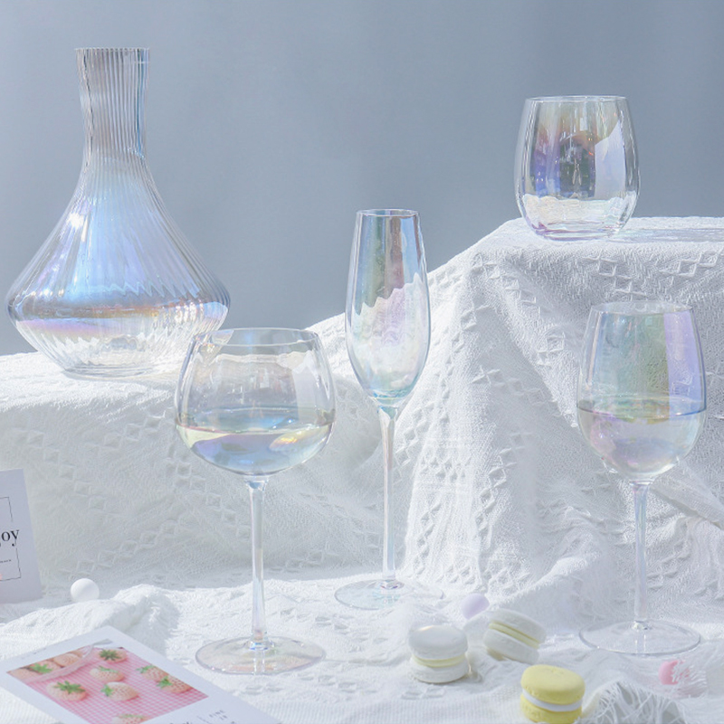 Electroplated crystal glass rainbow red wine glass set home colorful goblets dazzling champagne glasses wine glasses wine set