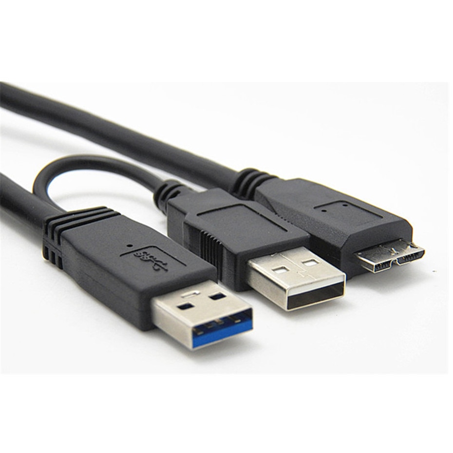 50CM USB 3.0 Dual Power Y Vorm 2 X Type a naar Micro B hoge snelheid tot 5 Gbps data transfer kabel voor Externe Harde Schijven