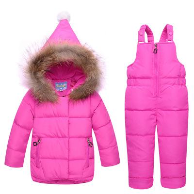 Manteau d'hiver russe pour bébé, veste à capuche, costume de neige en duvet de canard, ensembles de tenues pour filles, vêtements de neige,: Red / 12M