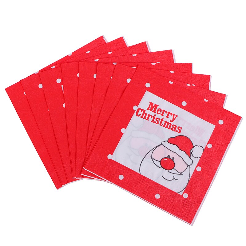 20 stk juleservietter papir julemand print festival serviet lommetørklæde til hjemmet julebord dekoration