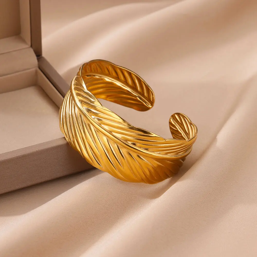 Pulseira larga irregular dobrável vintage para mulheres homens cor dourada 316l aço inoxidável pulseira geométrica moda joias presente