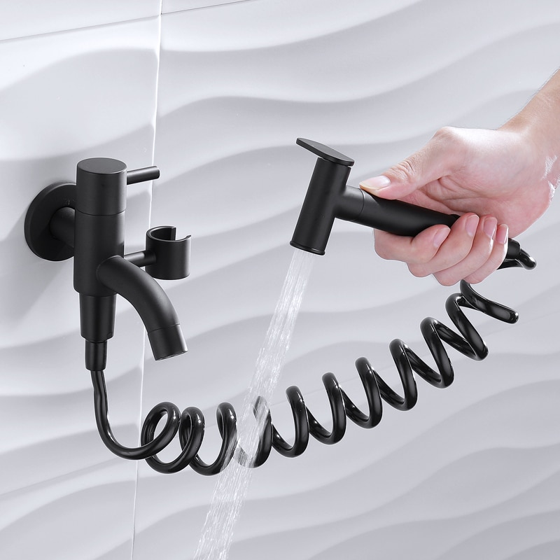 Dysesprøyte håndhold shattaf bidet dusjkran kran med tut 1.5m slangebrakett til hagetoalett