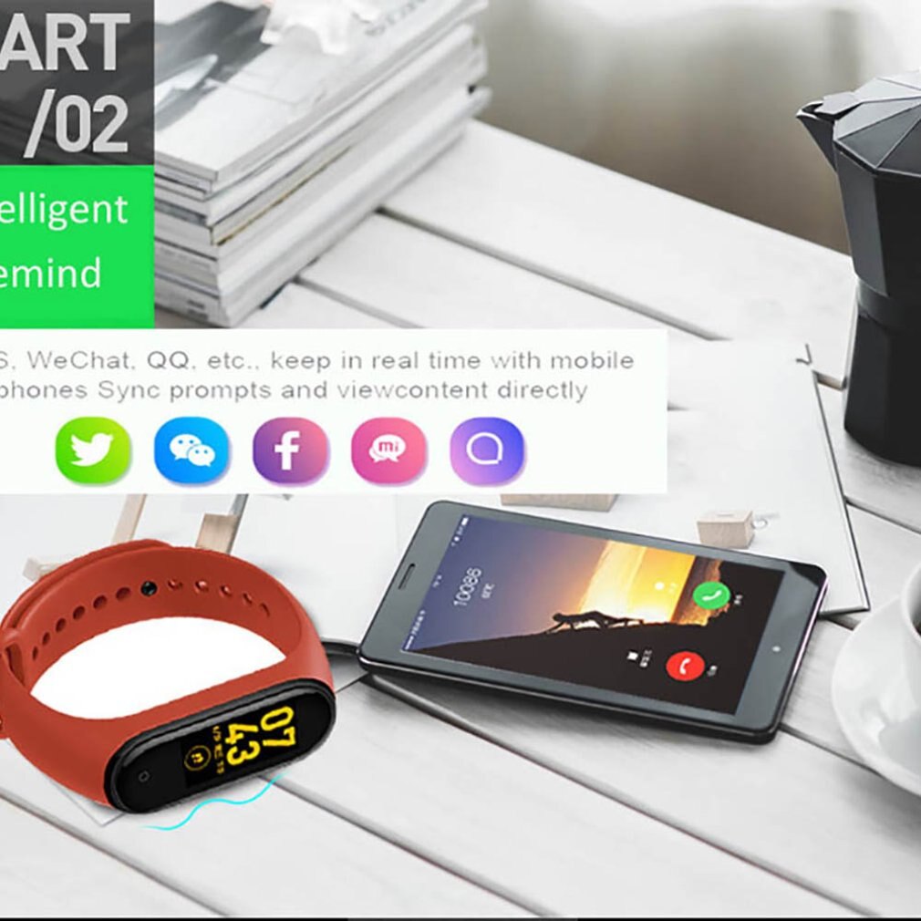 Smart Wristband Smart Activity Tracker M4 Smart Bracelet Smart Band 4 Heart Rate Fitness Tracker Smart Watch for Men Women TFT