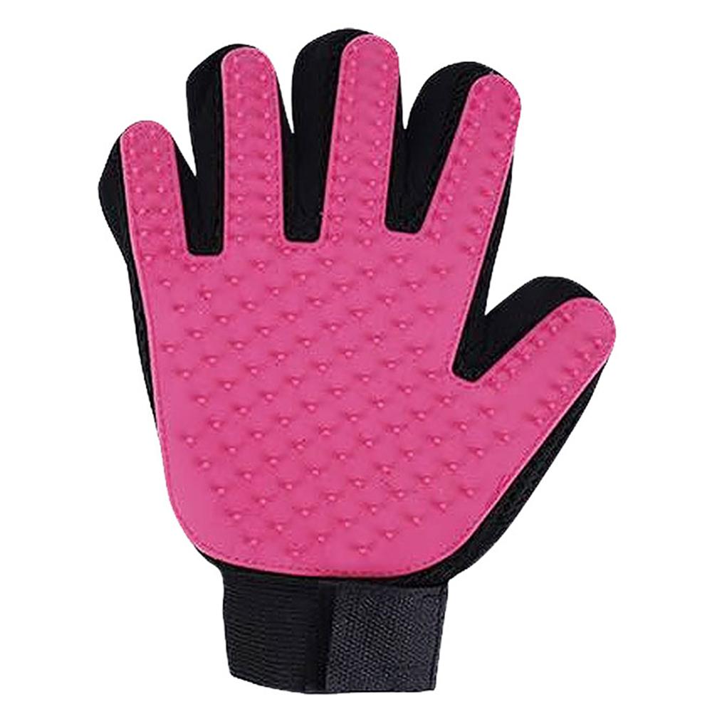 Pet Glove Cat Grooming Glove Cat Hair Brush Gloves Dog Comb for Cats Bath Clean Massage Hair Remover Brush for: pink right