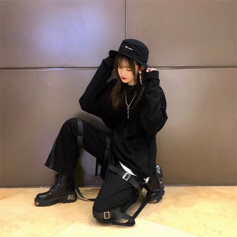 Bottines à plateforme pour femmes, Style Punk, chaussures de moto, à la , garniture métallique, noires, grandes tailles 34 à 42