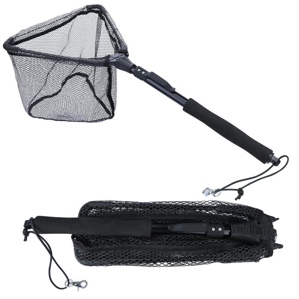 Sougayilang Fishing Net 70/95/120cm Retractable Aluminum Alloy Fishing Net Telescoping Foldable Landing Net for Fly Fishing: Black 70cm