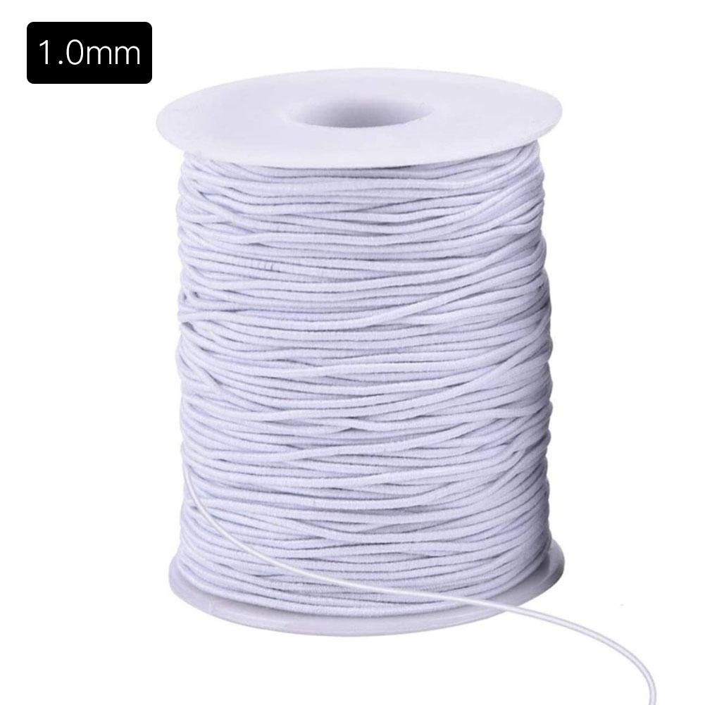 Rollo de 100m de hilo elástico redondo para máscara, pulsera de cristal, accesorios para fabricación de mascarillas, 1mm/2mm, negro y blanco: white 1mm