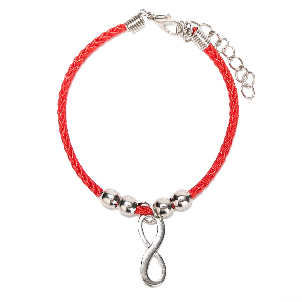 1 pcs Vintage Charm Olifant Hand Infinity Rode Draad String Armband Voor Vrouwen Mannen Met Extension P: 17