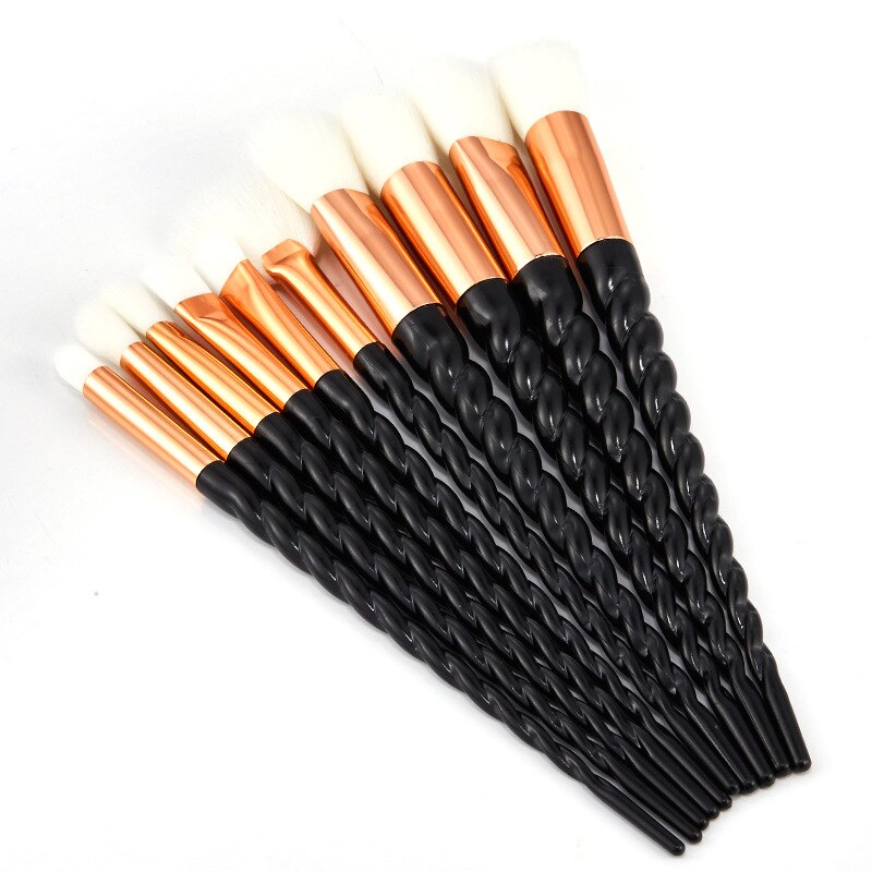 Set van 10 eenhoorn make-upkwasten, foundation, poeder, blush, cosmetische wimpers, oogschaduw, eyeliner, lippenkwast, make-upkwast, gereedschap: 7