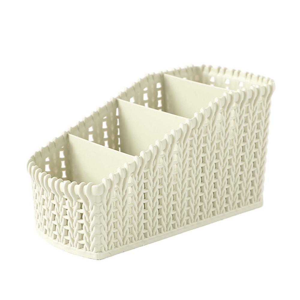 Desktop Storage Pen Case Plastic Material Finishing Box Debris Student Storage Cosmetic Stationery Supplies Desk B D0I3: Beige