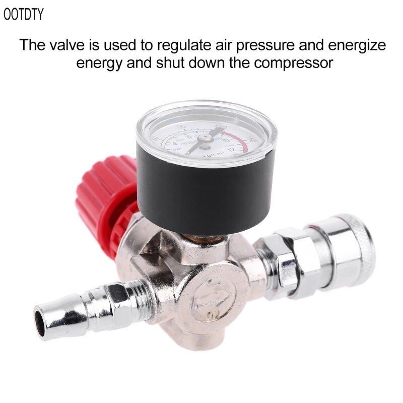 Pressure Regulator Switch Control Valve Gauge with Male/Female Connector for Air Compressor Air Pump Accessories B03D