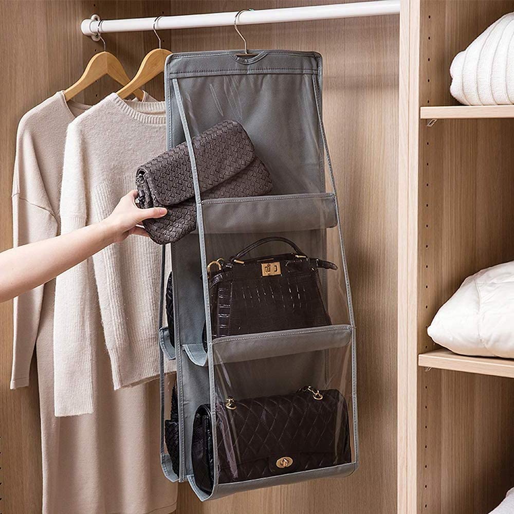 Handtaschen-Organizer zum Aufhängen, Geldbörsen-Organizer für Schrank-Organizer, Taschenaufbewahrung, Kleiderbügel, Oxford-Stoff, Schranktaschen-Organizer