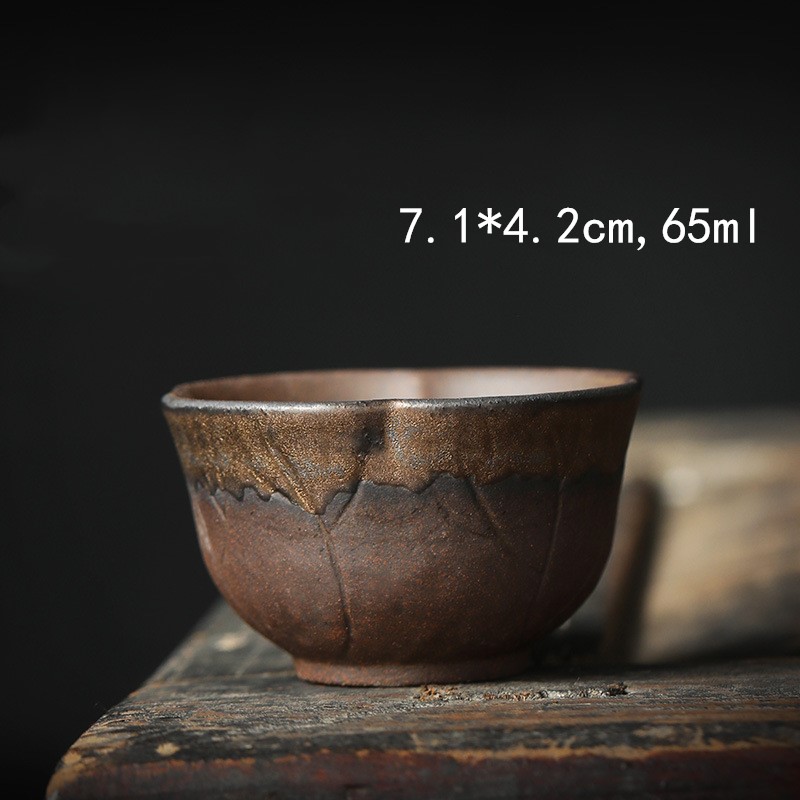 Japanese Style Gilt Ceramic Tea Cup Teaware Kung Fu Tea Set Cup Retro Home Tea Bowl Tea Cup Set: lianye