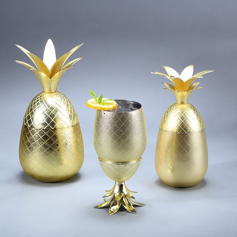 Ananas Tumbler/Mok Moscow Mule Mok Beschikbaar In 3 Kleur (Zilver, Koper, Goud)- Cocktail Drinkbekers Mokken Bar Tool