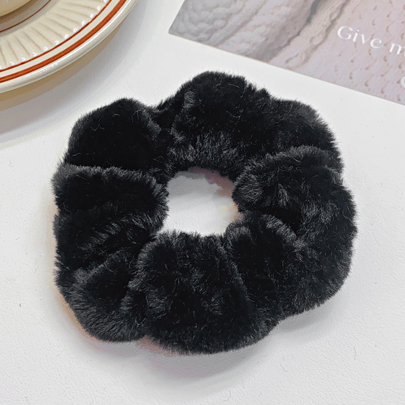 Banda ancha para el cabello de felpa suave y sólida para mujeres y niñas, coleteros, lazo para el cabello, banda de goma esponjosa, accesorios para el cabello de: Blanco