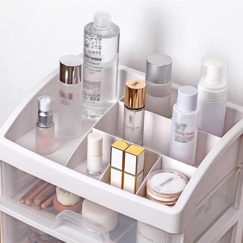 Cosmetic Storage Box Jewelry Container Make Up Case Makeup Brush Holder Transparent Table Drawer Dresser Cosmetic Box 1-3 Floors