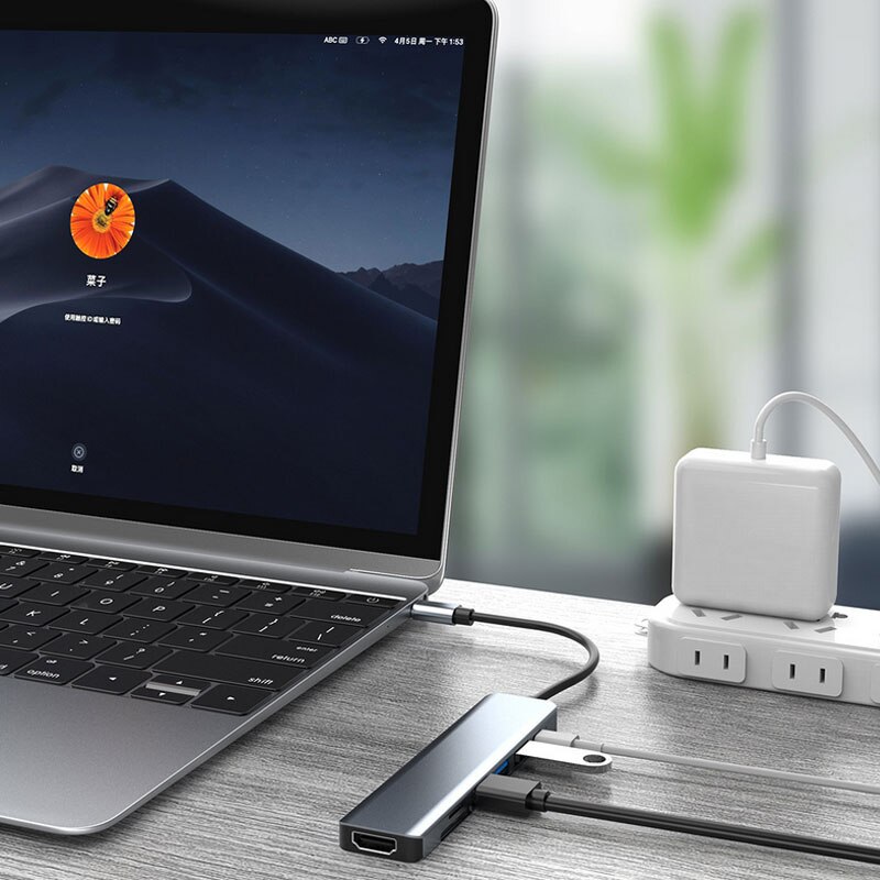 Usb c hub type c splitter til hdmi 4k thunderbolt 3 dokkingstasjon bærbar adapter med pd sd tf  rj45 for macbook air  m1 thinkpad