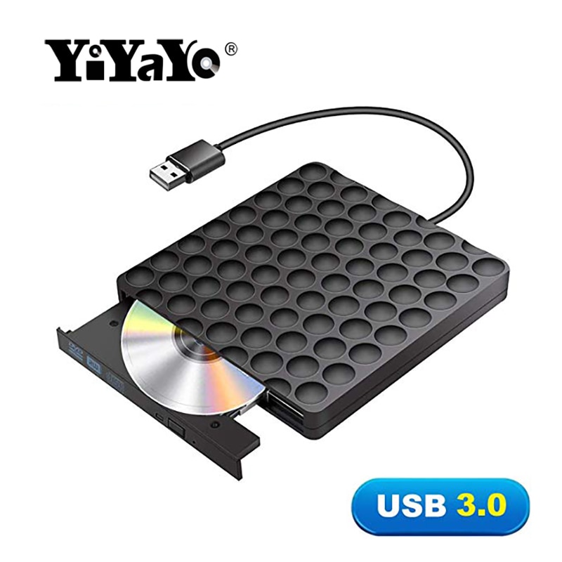 Yiyayo usb 3.0 externe dvd-drive cd-romspeler dvd-rw-brander schrijver optische drive voor hp laptop computer pc macbook windows 10