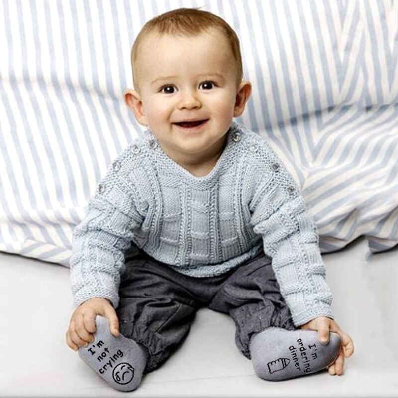 Babysokjes gekamd katoen reliëfletters baby jongens en meisjes peuter antislip sokken 0-1 jaar oud producten