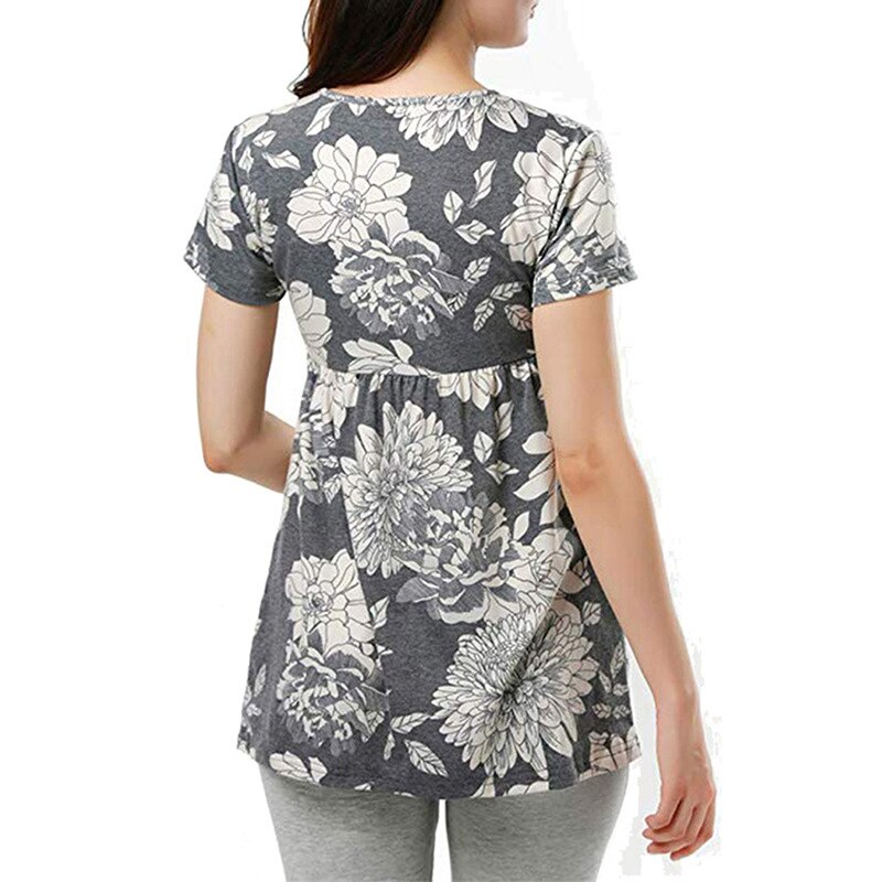 Frauen Kleidung Schwangerschaft Top Mutterschaft Shirts Kurzarm Polka Dot Crew Neck Comformation Nette Mutterschaft Tops