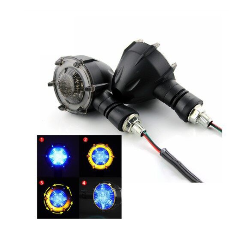 2Pcs Universal Motorcycle Drl Richtingaanwijzer Motorbike Led Indicator Dagrijverlichting Vloeiende Rem Strobe Flash DC12V