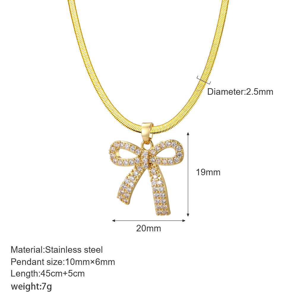 Collier à nœud pour femmes, pendentif en forme de cœur papillon mignon, couleur or, colliers à longue chaîne en acier inoxydable, Cadenas de cou Para Hombre en: Couleur or