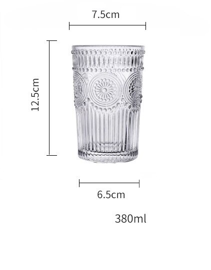Retro europæisk stil præget mønster glas vand glas mælk juice dink glas vin kop 260ml 380ml gammelt glas: 03