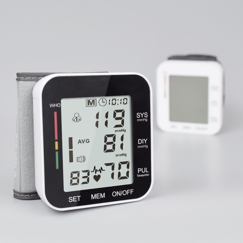 Automatisk smart håndled digitalt led display elektronisk blodtryksmåler manchet sundhedsmåling blodtryksmåler med stemme